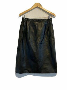 West Bay Sport Leathers Vintage 100% Leather Pencil Skirt Size 8 Black